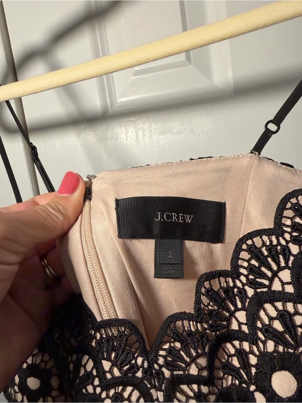J. Crew Black Lace Midi Dress with Nude Lining